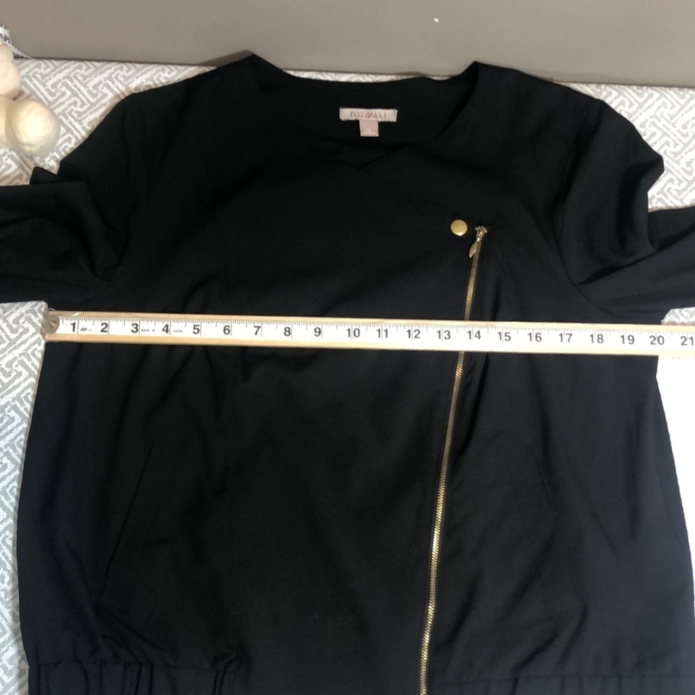 Roz & Ali Asymmetrical Zip Black Moto Lightweight Jacket/Shirt Medium - Picture 13 of 14